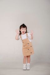Set Yếm Kaki Bé Gái In Hoạ Tiết Mickey Nhiều Nút