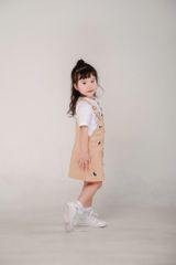 Set Yếm Kaki Bé Gái In Hoạ Tiết Mickey Nhiều Nút