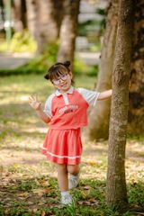 Set Váy Thể Thao Áo Cổ Bẻ Bé Gái In Chữ Min Min