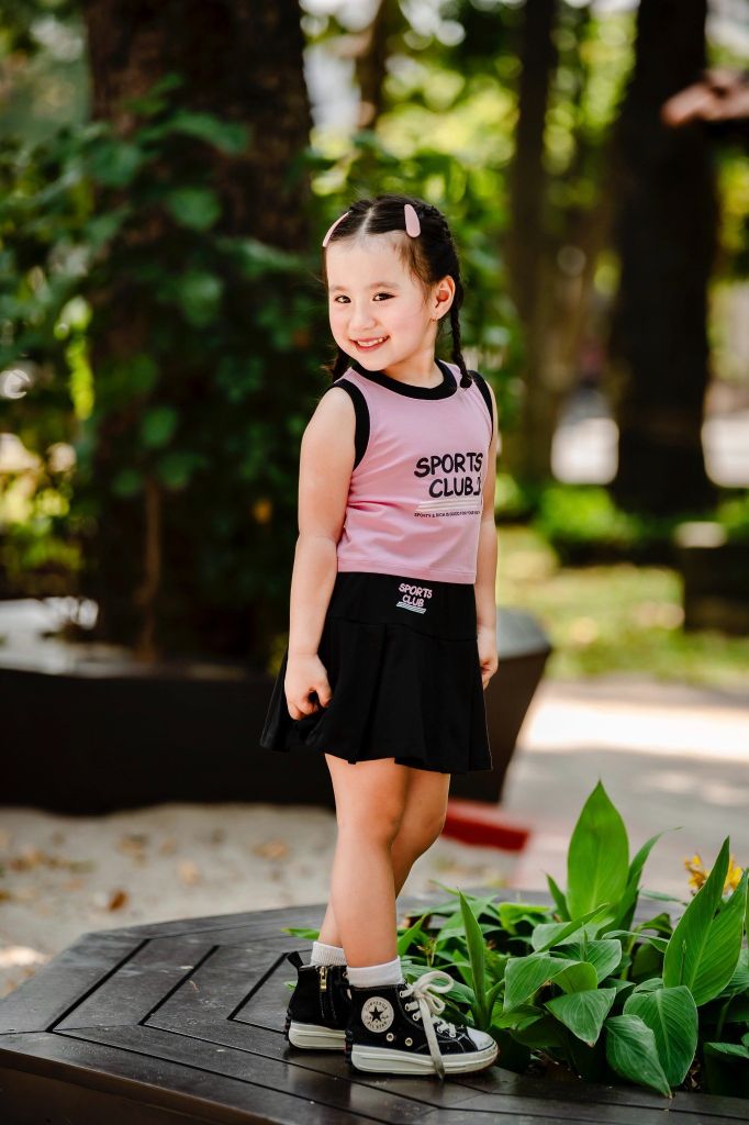 Set Váy Thun Xếp Ly Kèm Áo Sport Club