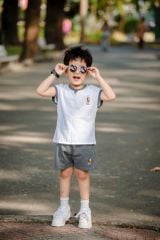 Bộ Thun Sát Nách Bé Trai Viền Cổ In Hình Monkey
