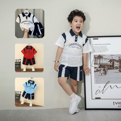Bộ Thun Ngắn Tay Thể Thao Bé Trai In Chữ Tennis Club
