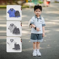 Set Bộ Bé Trai in Nasa Áo Polo Ngắn Tay Kèm Quần Sọt Chất Cá sấu Thoáng Mát Mùa Hè
