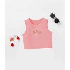 Áo Thun Sát Nách Croptop Bé Gái Thêu Gấu