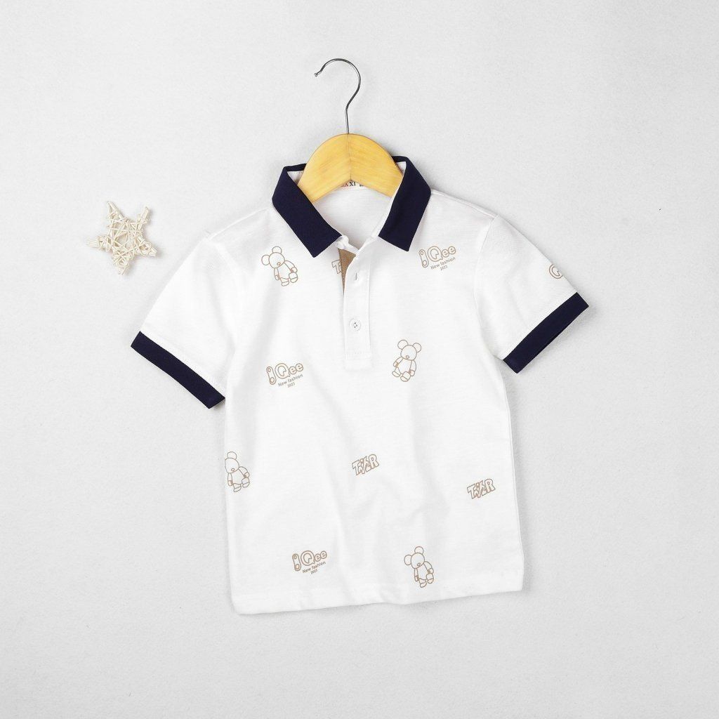 Áo Thun Polo Bé Trai In Họa Tiết Qee