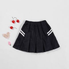 Chân Váy Kaki Lụa Xếp Ly 2 Sọc Bé Gái