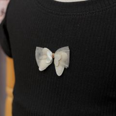 Set Váy Áo Thun Gân Đính Nơ Kèm Chân Váy Ren Nơ Bé Gái Nexxi