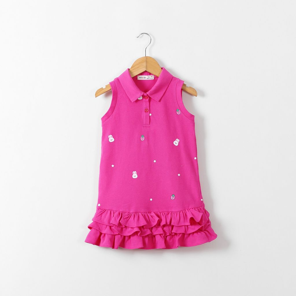 Đầm Bé Gái Sát Nách Đuôi Bèo In Họa Tiết Dễ Thương Nexxi