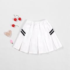 Chân Váy Kaki Lụa Xếp Ly 2 Sọc Bé Gái