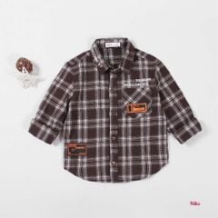 Áo Sơ Mi Dài Tay Caro Bé Trai In Chữ DEVER