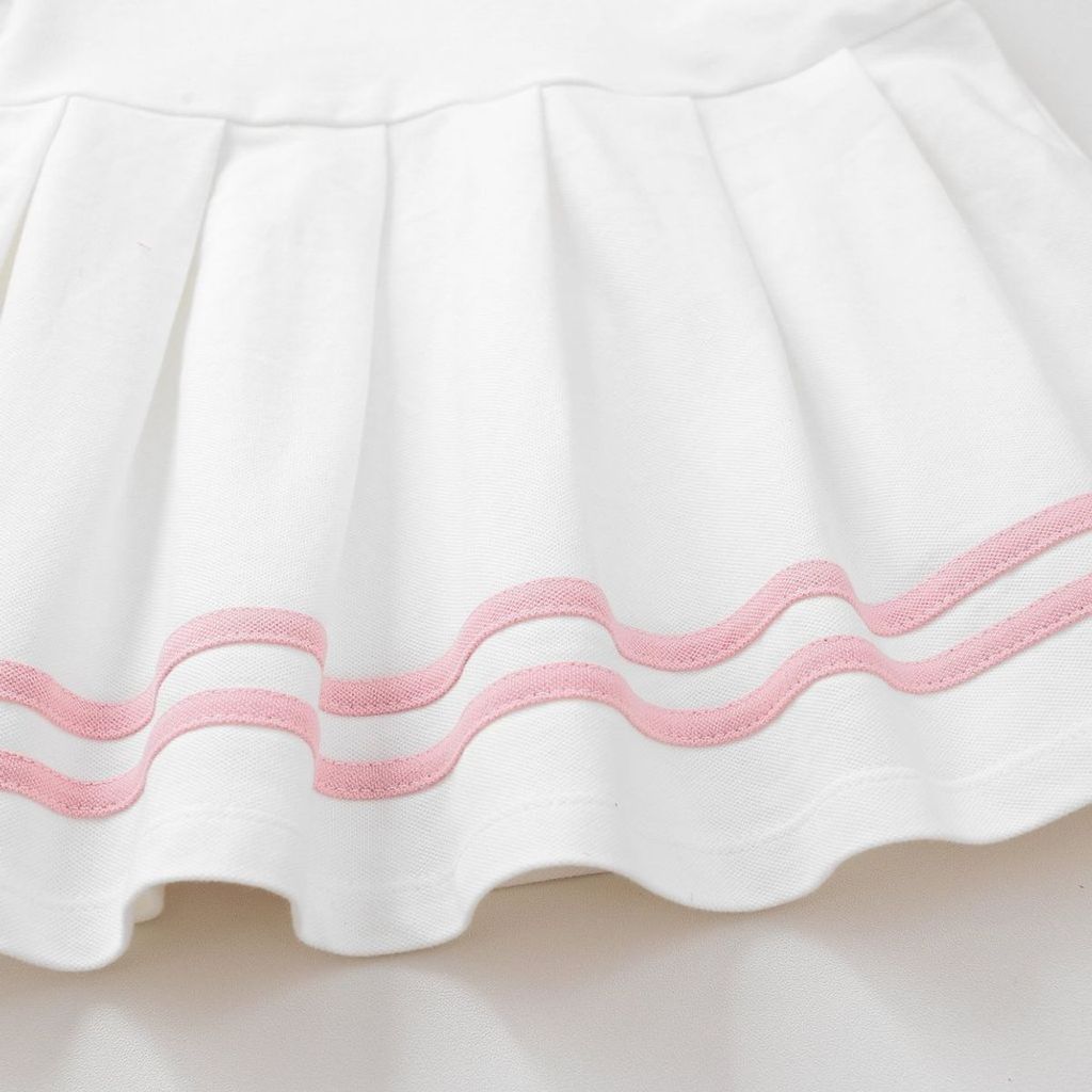 Đầm Polo Phối Màu Xếp Ly In Gấu Lotso