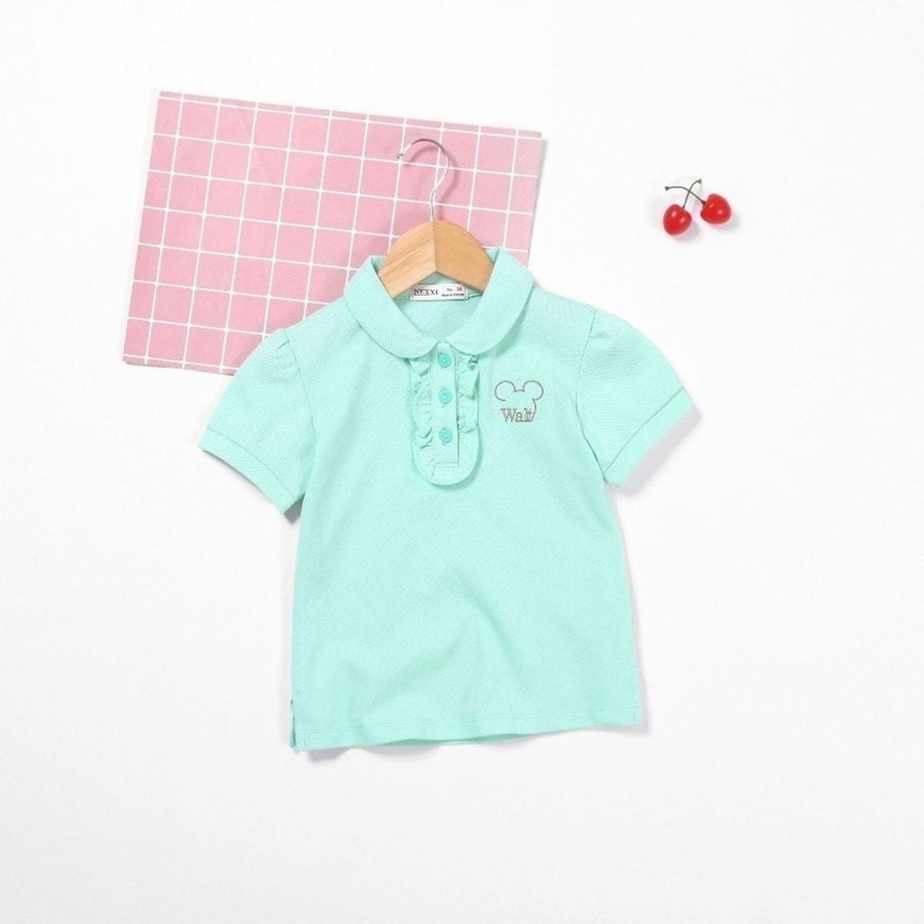 Áo Thun Polo Bé Gái Thêu Gấu Walt