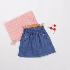 Chân Váy Jean Chữ A Túi Kiểu Bé Gái