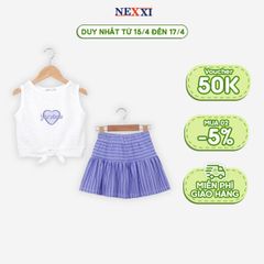 Bộ Thun Chân Váy Xếp Ly Kèm Áo Sát Nách Yes Please Bé Gái