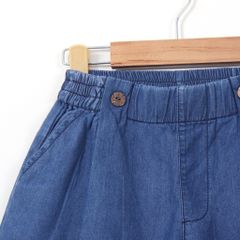 Quần Đùi Jean Ống Rộng Xếp Ly Bé Gái