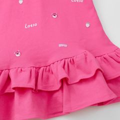 Đầm Polo Đuôi Cá Bèo Tầng Bé Gái In Gấu Lotso