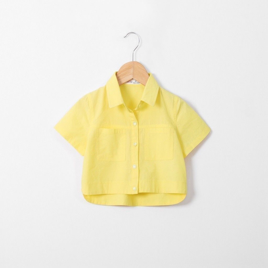 Áo Sơ Mi Croptop Ngắn Tay Cho Bé Gái