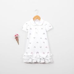 Đầm Polo Đuôi Bèo Hoạ Tiết Cầu Vòng Bé Gái