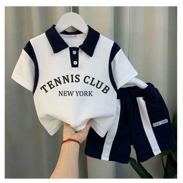 Bộ Thun Ngắn Tay Thể Thao Bé Trai In Chữ Tennis Club