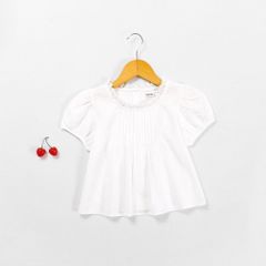 Áo Sơ Mi Babydoll Xếp Ly Ngực Bé Gái