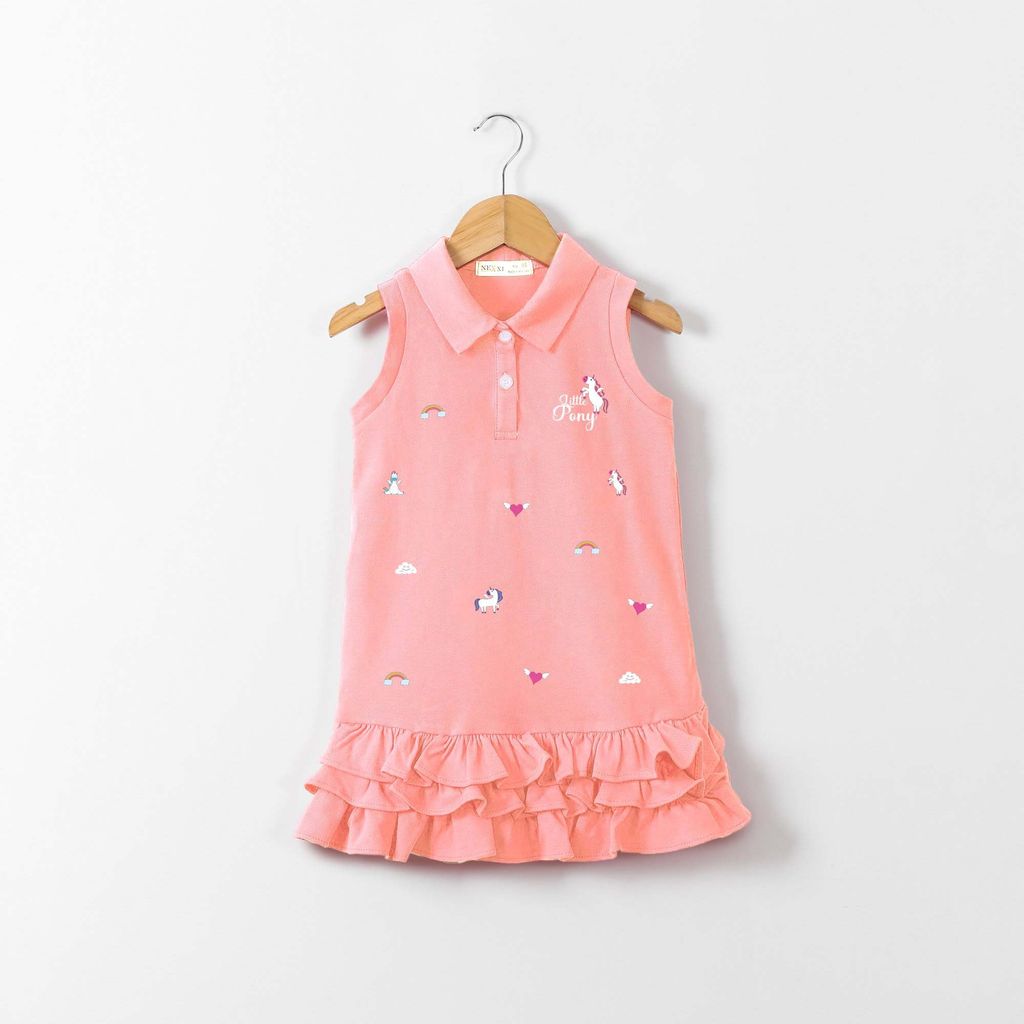 Đầm Bé Gái Sát Nách Đuôi Bèo In Họa Tiết Dễ Thương Nexxi