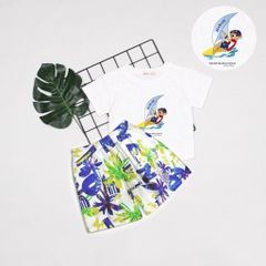 Set Áo Thun Cotton Kèm Quần Đùi Hoạ Tiết Biển Bé Trai