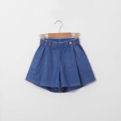 Quần Đùi Jean Ống Rộng Xếp Ly Bé Gái