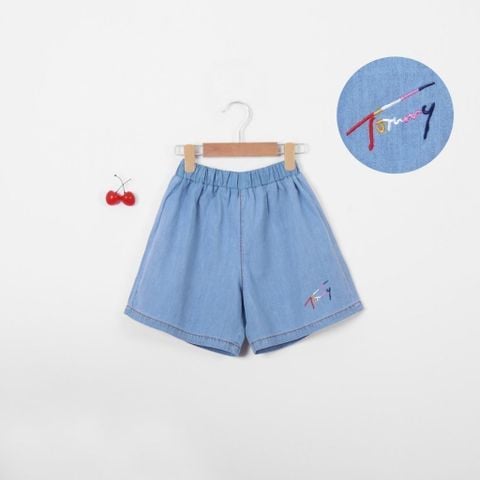 Quần Đùi Jean Bé Gái In Chữ Tommy