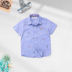 Sơ Mi Ngắn Tay Bé Trai Chất Liệu Linen In Họa Tiết Salty
