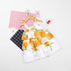 Đầm Voan Bé Gái 2 Dây Xếp Tầng Họa Tiết Nổi Bật