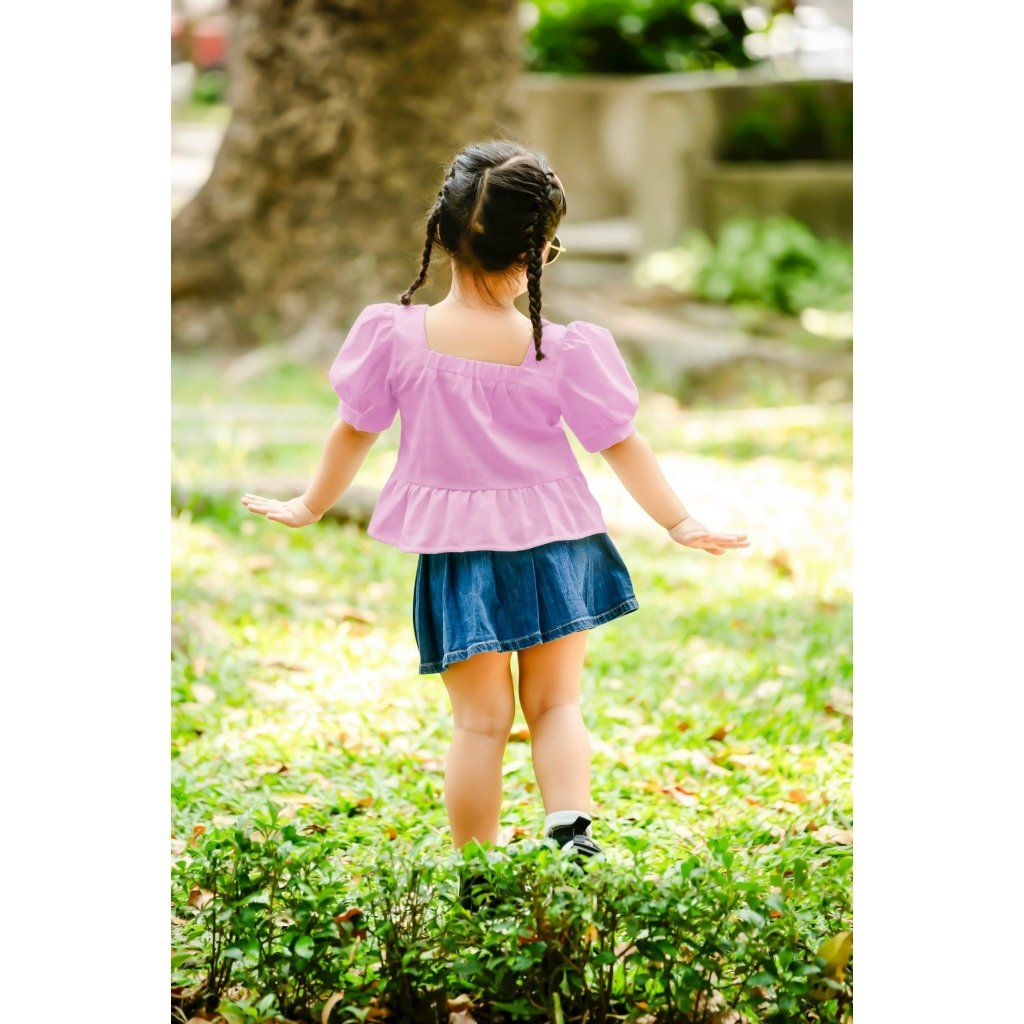 Áo Kiểu Linen Xoè Thêu Hoa Vai Điệu Đà Cho Bé Gái Nexxi