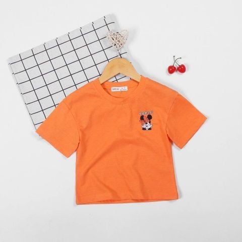 Áo Thun Croptop Bé Gái Thêu Hình Mickey
