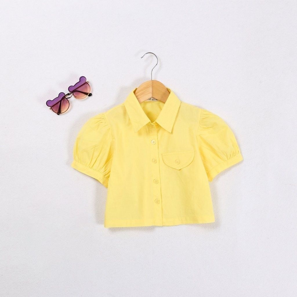Áo Sơ Mi Bé Gái Croptop Tay Phồng