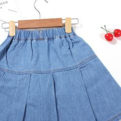 Chân Váy Jean Xếp Ly 2 Túi Hộp Bé Gái