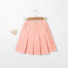 Chân Váy Kaki Xếp Ly Bé Gái Viền Tua