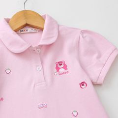 Đầm Polo Đuôi Cá Bèo Tầng Bé Gái In Gấu Lotso