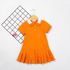 Đầm Polo Xếp Ly Bé Gái Hoạ Tiết Hoa Nhí