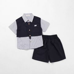 Set Ghile Bé Trai In Chữ Play Kèm Áo Sơ Mi Và Quần Đùi