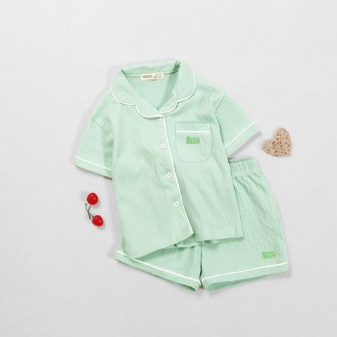 Bộ Pyjama Ngắn Tay Bé Gái In Chữ Love Trên Túi