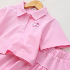 Bộ Váy Thun Xoè Kèm Áo Thun Polo Bé Gái In Love