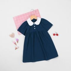 Đầm Babydoll Bé Gái Phối Nút Cổ