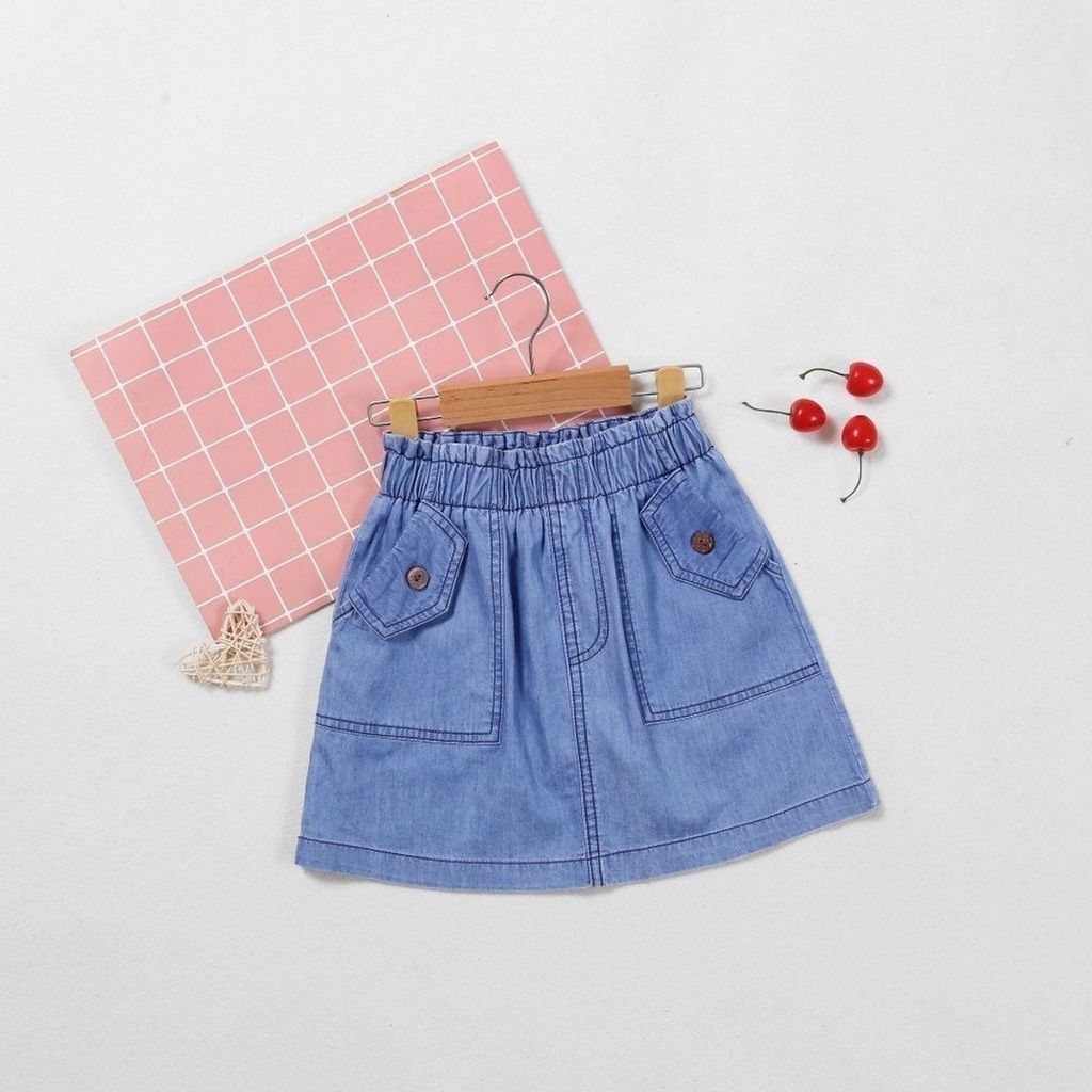 Chân Váy Jean Chữ A Túi Kiểu Bé Gái
