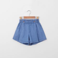 Quần Đùi Jean Ống Rộng Xếp Ly Bé Gái