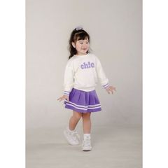 Set Bé Gái Áo Sweater Kèm Chân Váy Viền Sọc In Chữ Chic