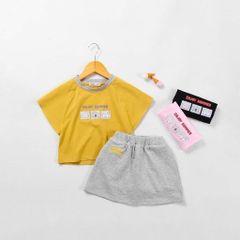 Set Chân Váy Kèm Áo Thun Bé Gái Dễ Thương In Chữ Enjoy Summer