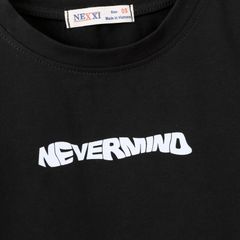 Áo Thun Croptop Bé Gái Lai Bầu In Chữ Nevermind