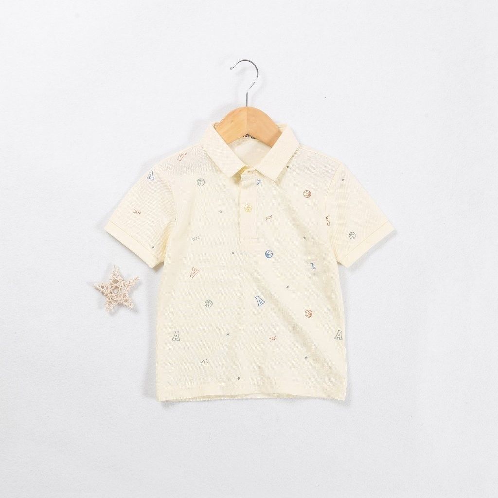 Áo Thun Polo Bé Trai In Hoạ Tiết Bóng