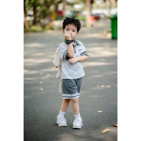 Set Bộ Bé Trai in Nasa Áo Polo Ngắn Tay Kèm Quần Sọt Chất Cá sấu Thoáng Mát Mùa Hè