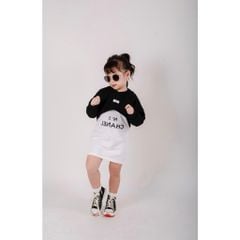 Set Đầm Tank Top Kèm Áo Hoodie Croptop Bé Gái