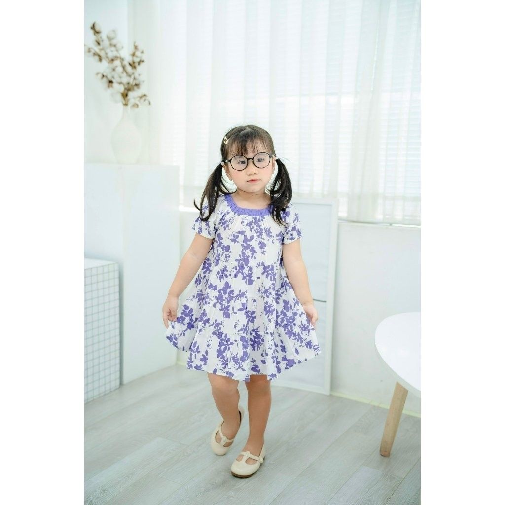 Đầm Xoè Babydoll Bé Gái Hoạ Tiết Hoa